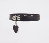 Love In Leather Heart Pendant Faux Leather Choke - Default Title - Collars and Leads